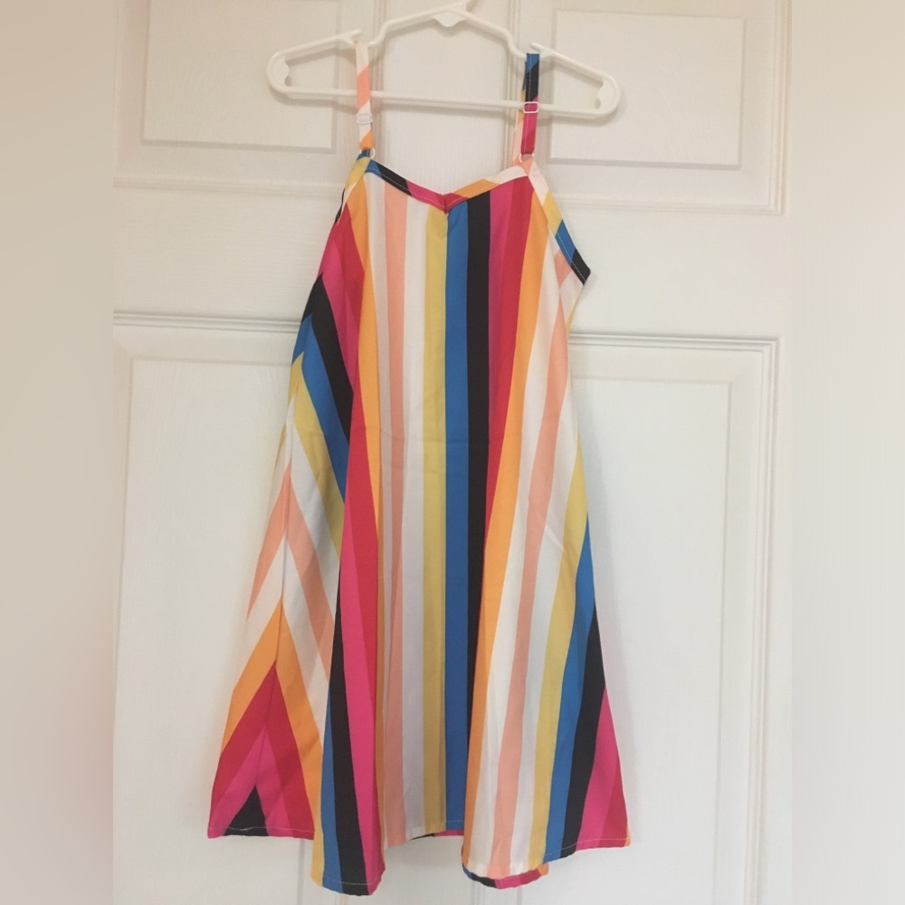 Girls Multi Color Rainbow Stripe Cami Dress A-Line Summer Sundress Size 5Y party